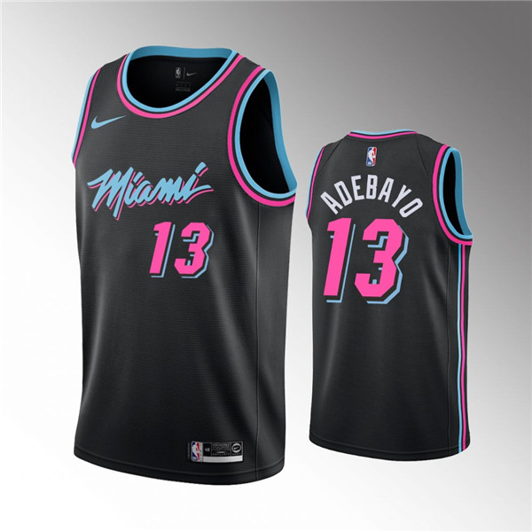 Men's Miami Heat #13 Bam Adebayo Black City Edition Stitched Jersey